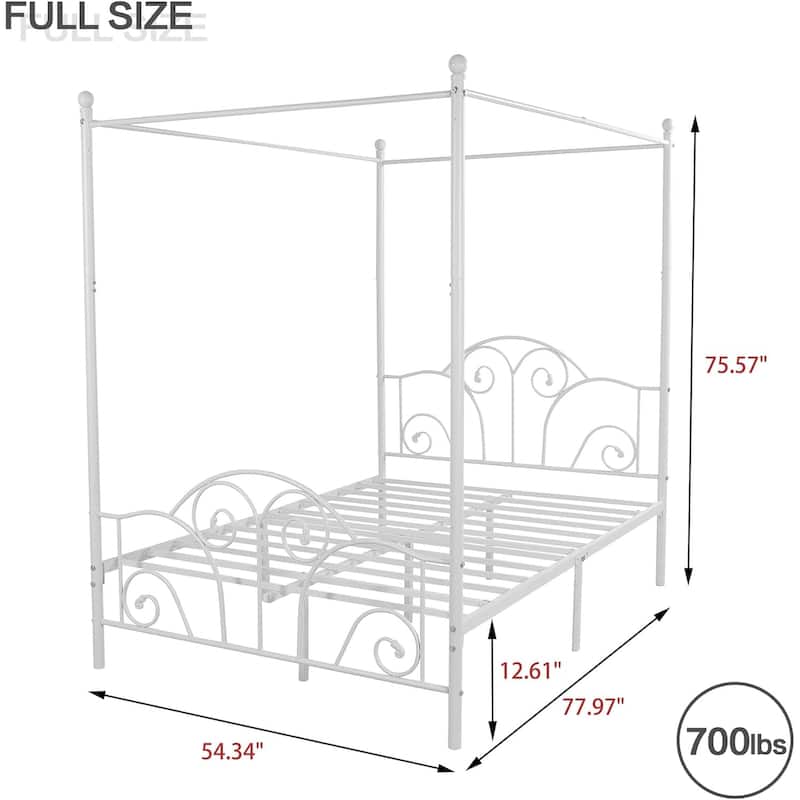 Aufank Vintage Four Post Metal Canopy Bed Frame