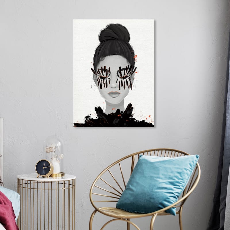 Wynwood Studio Fashion and Glam Eyelash Petals Girl II Black and Glam Wall Art Canvas Print - 24 x 20