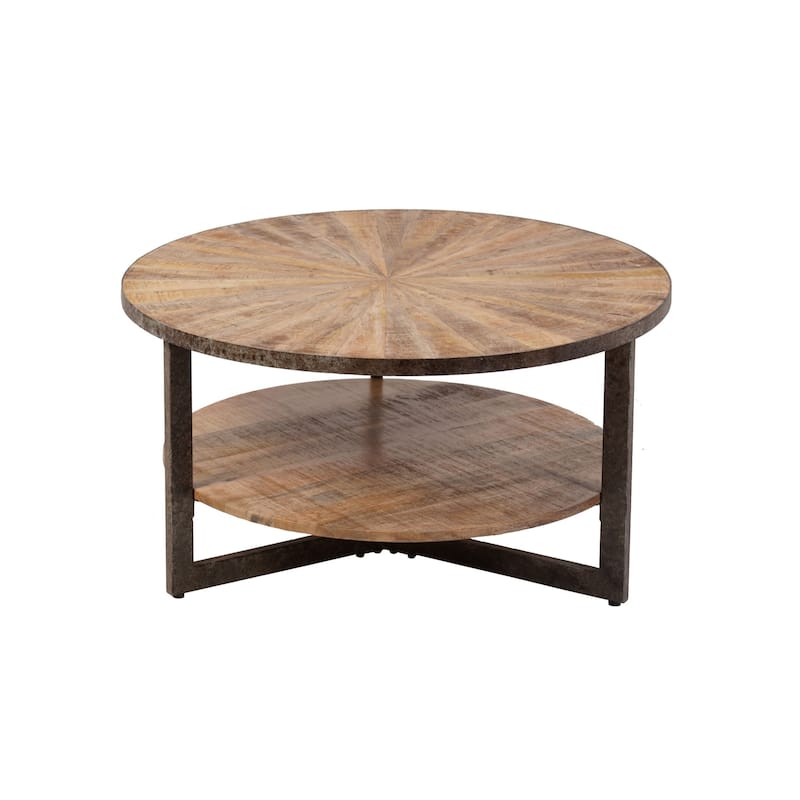 Handcrafted Round Coffee Table - 33" - Brown