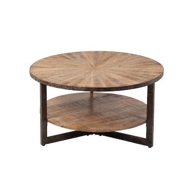 Handcrafted Round Coffee Table - 33" - Brown