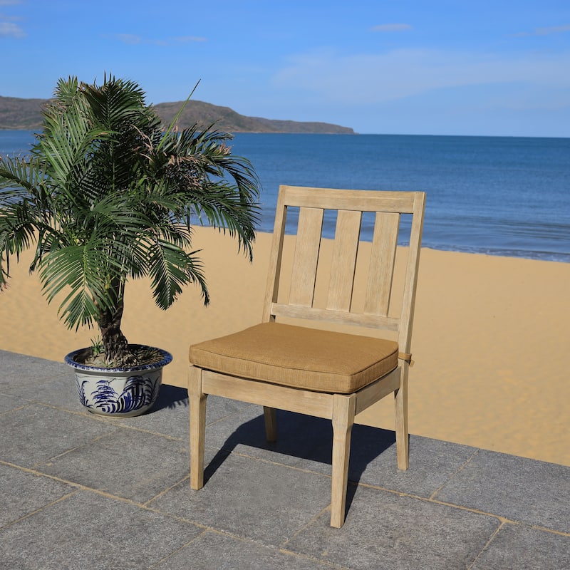 SAFAVIEH Couture Dominica 18-inch Wooden Outdoor Dining Chair [SET of 2] - 22Wx25Dx39H
