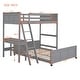 preview thumbnail 15 of 34, Pine Wood Bunk Bed with Desk and Drawers, Movable Lower Bed, Full-Length Guardrail