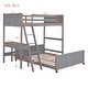 preview thumbnail 15 of 16, Twin over Full Wood Bunk Bed Frame with Desk, Drawers, Movable Lower Bunk, Headboard, Footboard, Ladder, Guardrails - Unisex