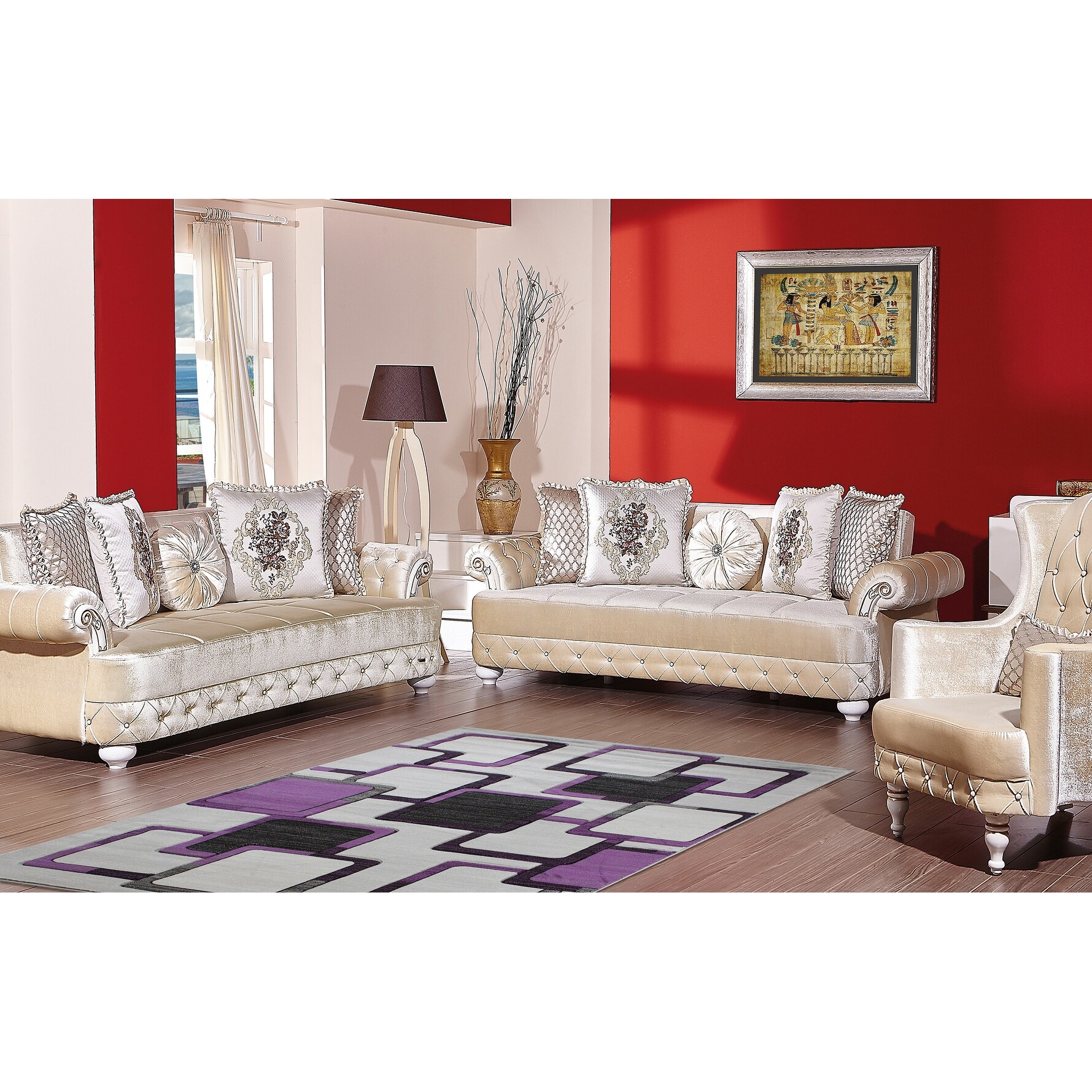 Shop Orelsi Black Grey Purple Polyester Area Rug Overstock