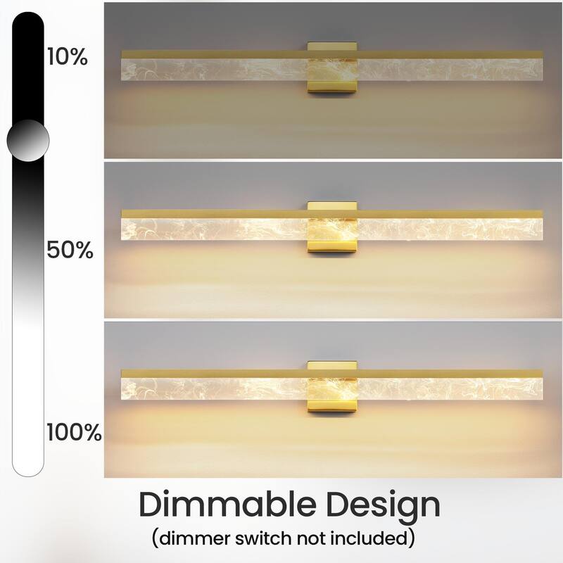 LED Bathroom Vanity Light 24/32/39 inch Dimmable Metal Wall Sconce - Black/Warm White Light