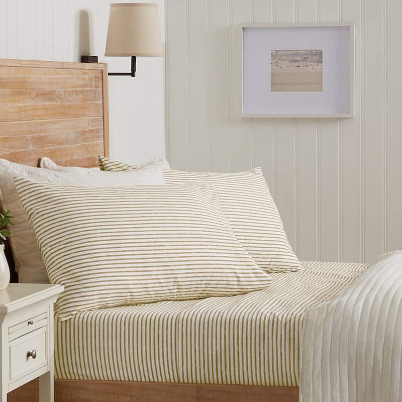 Premium Striped Microfiber Sheet Set - Twin - Light Taupe