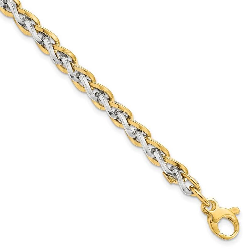 Curata 5.5mm 14k Two tone Gold Polished Fancy Link Bracelet 7.5 Inch