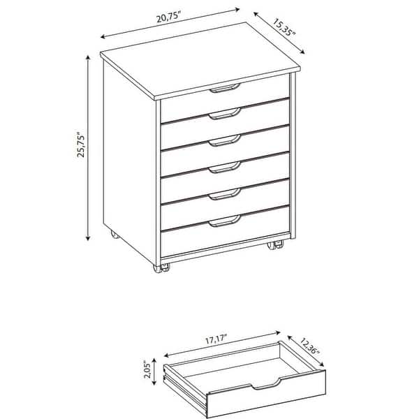 Bridgton 6-drawer Wide Rolling Storage Chest Cart
