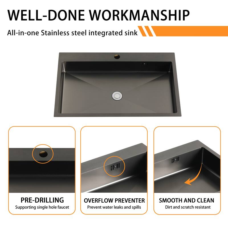 Bathroom Vanity With Stainless Steel Sink In 28 Inch, Floating/Freestanding Bathroom Vanity With 2 Soft Close Doors