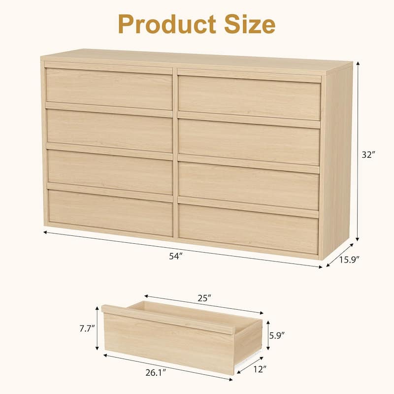 6/7/8 Drawer Dresser for Bedroom, Modern Wooden Chest of Drawers Dresser Organizer