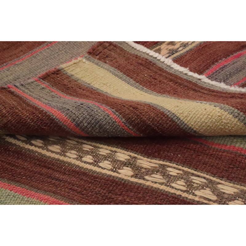 Hand Woven Oriental 100% Wool Carpet Southwestern Tribal Oranges & Rust Kilim Area Rug - 6' 1'' X 4' 4''