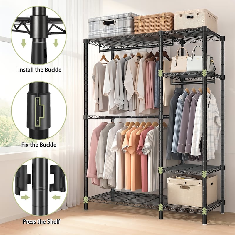 Heavy-Duty Garment Rack with 6 Adjustable Shelves Extra Large Capacity