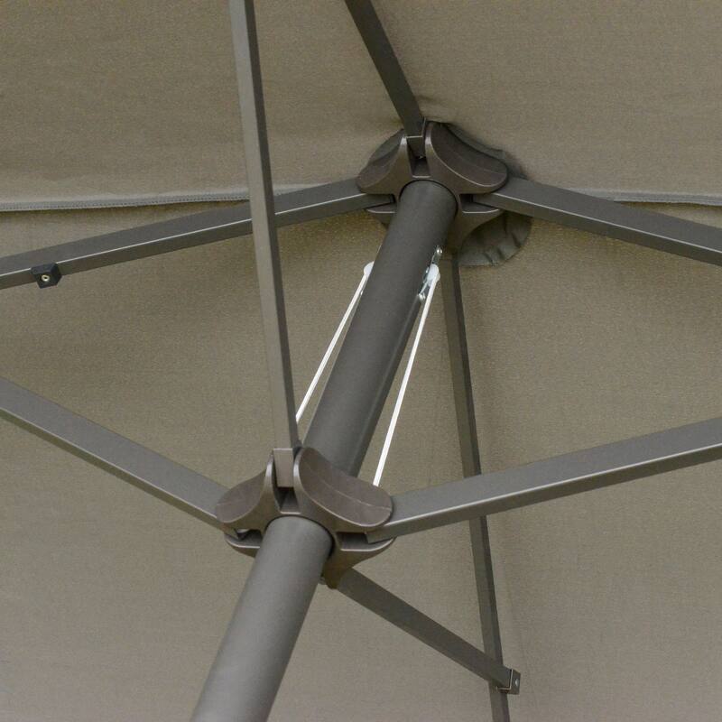 15-Foot Steel Rectangular Double-Sided Outdoor Patio Umbrella with Easy Crank and Sun Protection