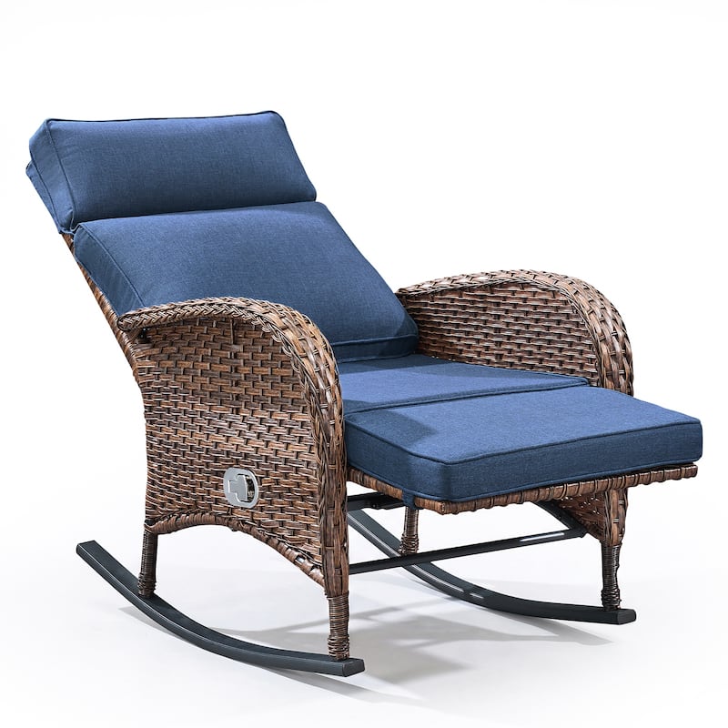 Pocassy Versatile Outdoor Recliner Rocker Chair with Thick Cushion