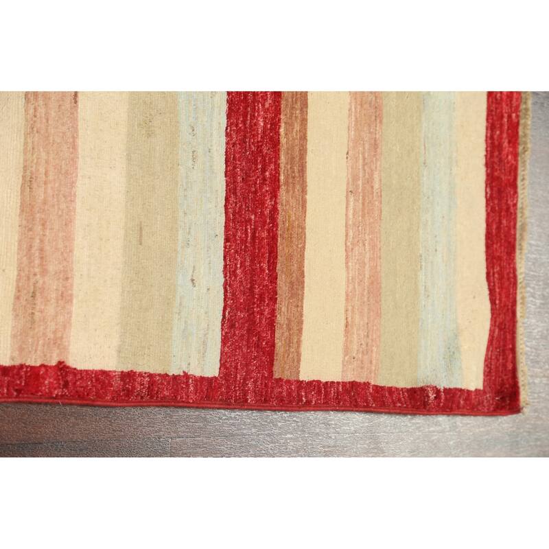 Striped Gabbeh Kashkoli Oriental Wool Runner Rug Hand-knotted Carpet - 2'9" x 7'11"