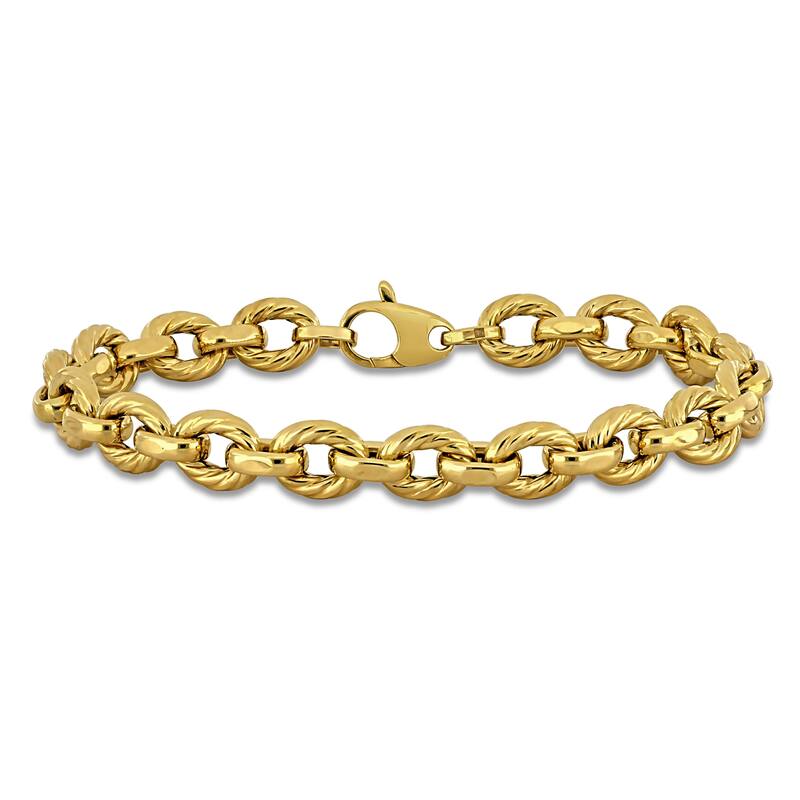 Miadora 7.8mm Twisted Oval Link Bracelet 14K Yellow Gold