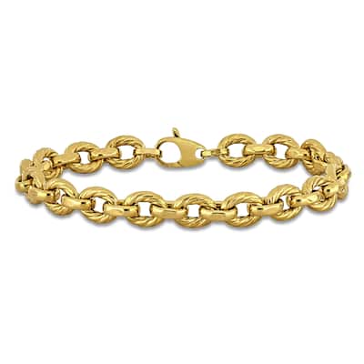 Miadora 7.8mm Twisted Oval Link Bracelet 14K Yellow Gold