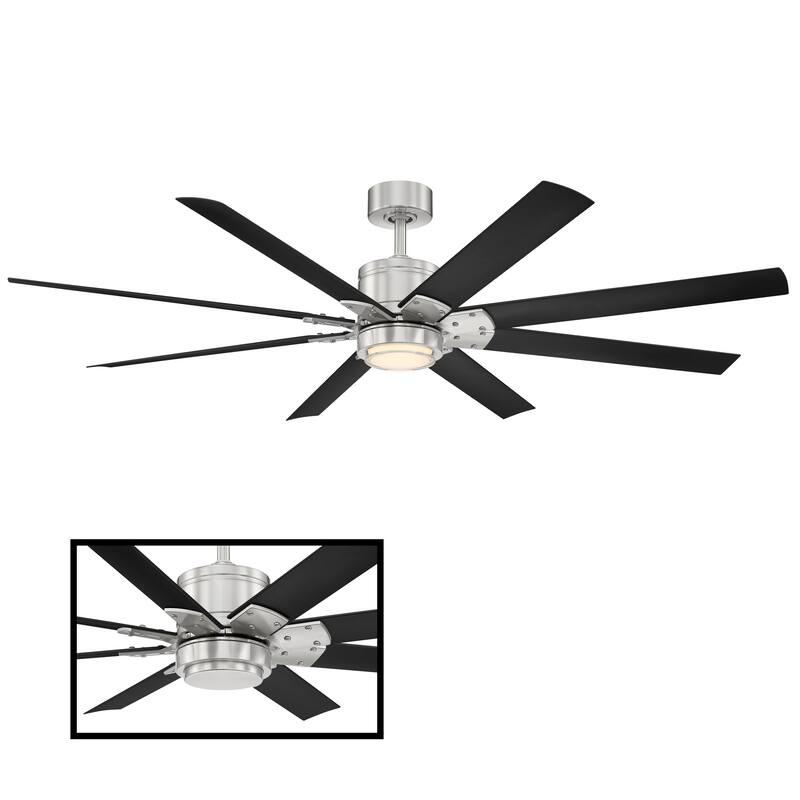 Renegade Indoor and Outdoor 8-Blade Smart Ceiling Fan 66in with 3000K LED Light Kit and Remote Control with Wall Cradle - 66