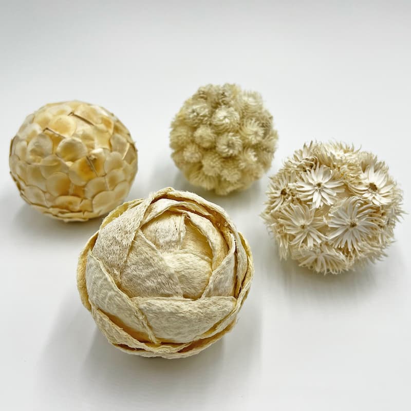 Preserved Decorative Conifer and Pinecone Topiary Balls - White - Set of 4
