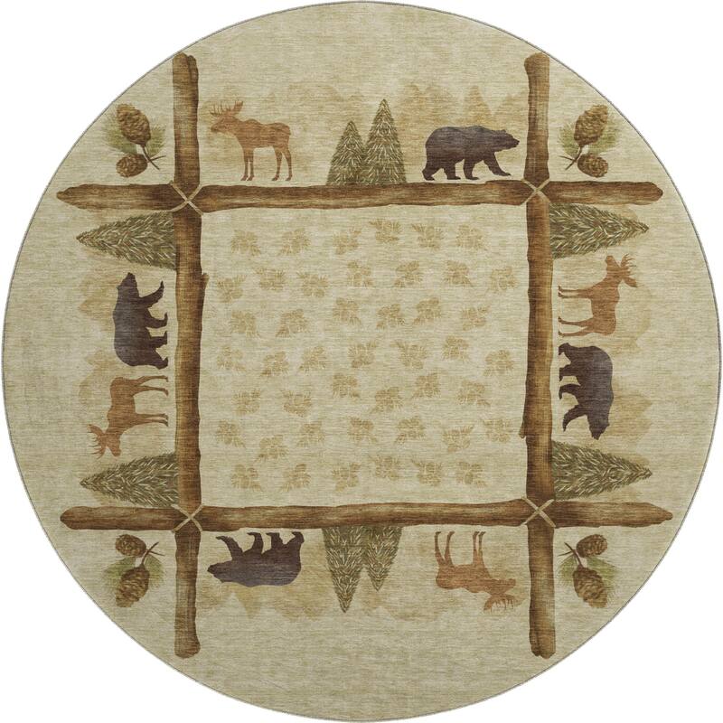 Premium Washable Super Soft Bear Moose Border Mayfield Rug