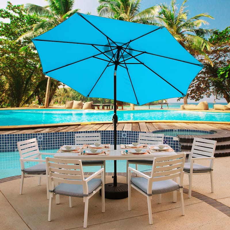 Maypex 9-foot Crank and Tilt Market Umbrella - aqua