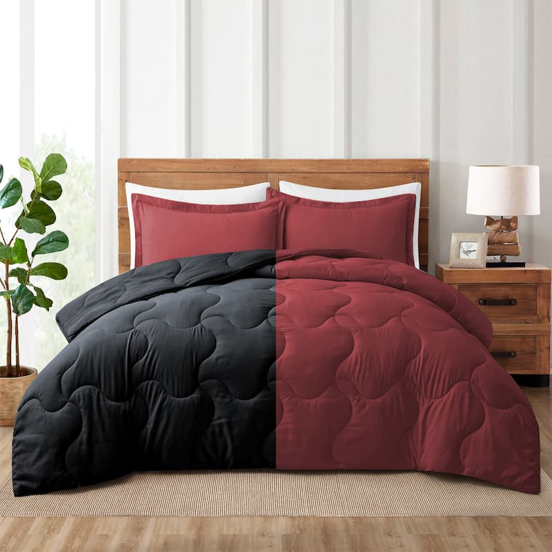 Lightweight Reversible Microfiber Down Alternative Comforter Set