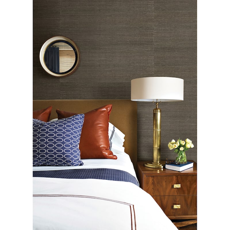 A-Street Prints Ming Taupe Grasscloth Wallpaper