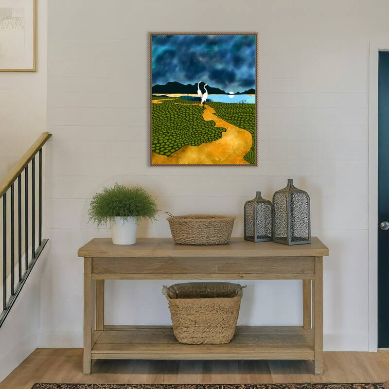 Great Egrets On Honeymoon Island by Uma Gokhale Framed Canvas Wall Art