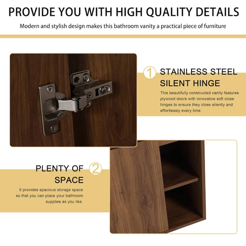 Malwee 24"/28" Floating Bathroom Vanity,Wall Mounted Bathroom Vanity with Ceramic Sink and Soft Close Door