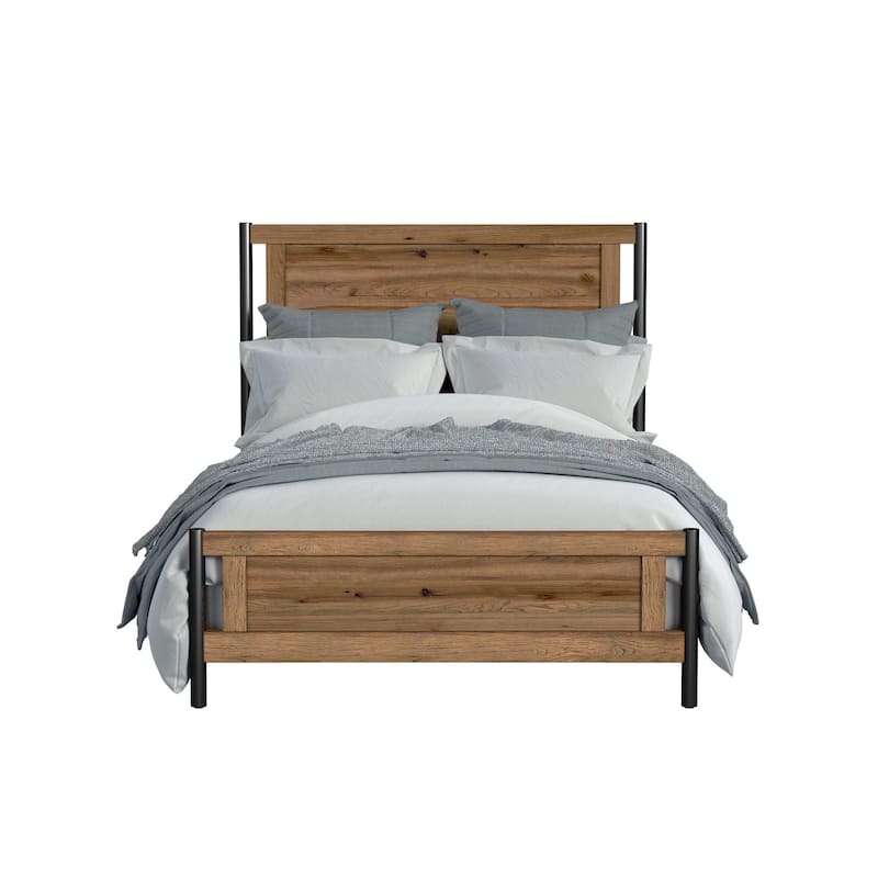 Norcross Wood Panel Bed, Hickory, Queen