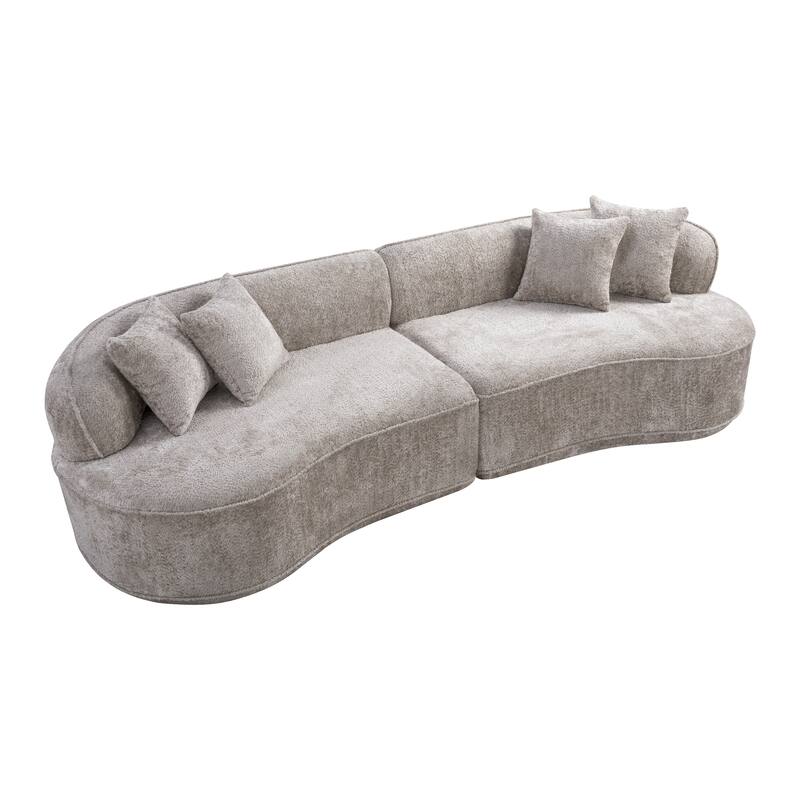 ModernCurved Sectional Sofa, Oversized Minimalist Sleeper Couch