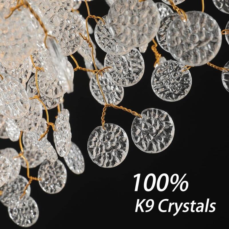 KAYLA 47.2" 18-Lights Gold Modern Tree Branch Chandelier, Luxury K9 Crystal Chandelier