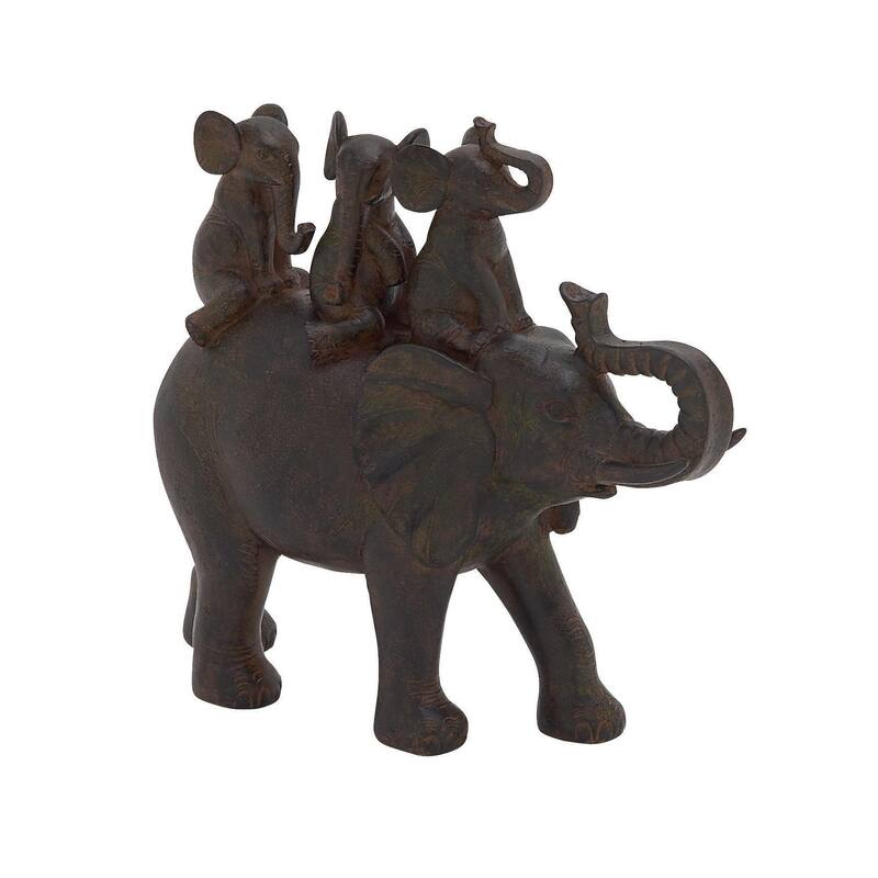 Brown Polyresin Elephant Decorative Sculpture
