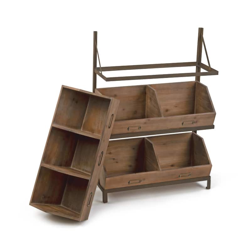 Industrial Wooden Bin Organizer