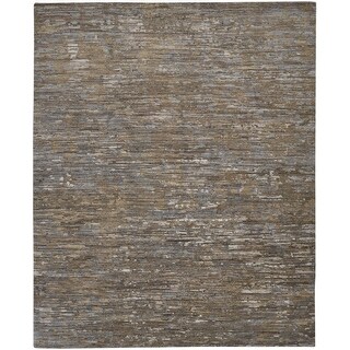 5' X 8' Brown And Gray Wool Abstract Hand Knotted Area Rug - 3'6