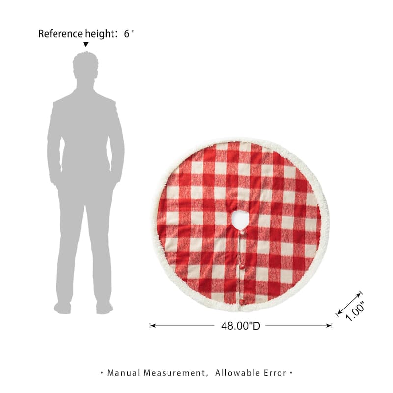 Glitzhome 48"D or 60"D Reversible Classic Plaid Flannel Christmas Tree Skirt