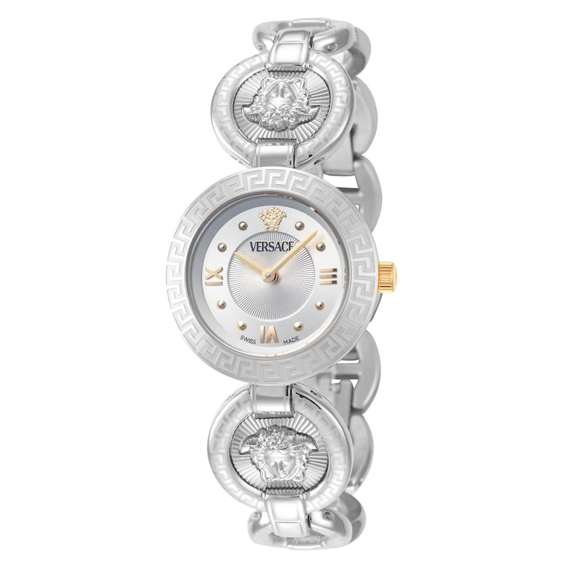 Versace Women's Greca Jewel 28mm Silver Dial Stainless Steel Quartz Watch - Silver-Tone - One Size
