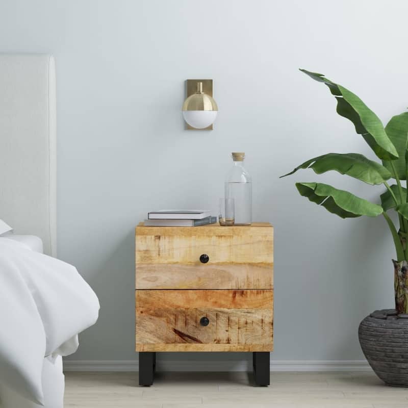 vidaXL Bedside Cabinet 15.7"x13"x18.1" Solid Wood - Black