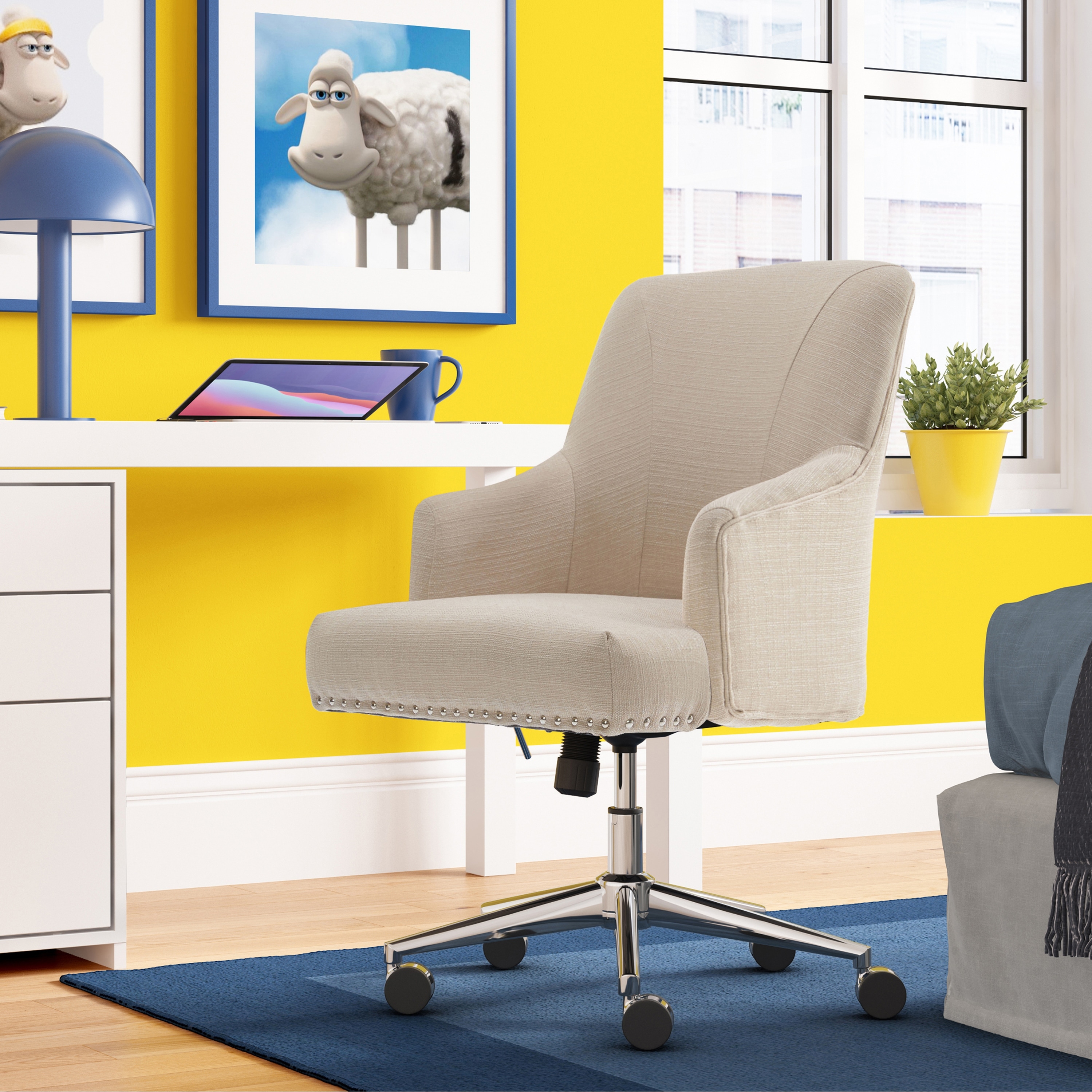 Serta Leighton Home Office Chair with Memory Foam Chrome Finished