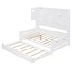 preview thumbnail 56 of 56, Wooden Platform Daybed with Twin Size Trundle, Bookcase Storage Bed with All-in-One Cabinet and Shelf