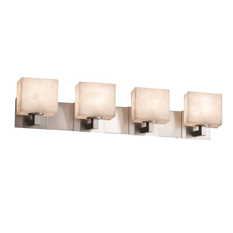 Justice Design Clouds Modular 4-light Brushed Nickel Bath Bar, Clouds Rectangle Shade