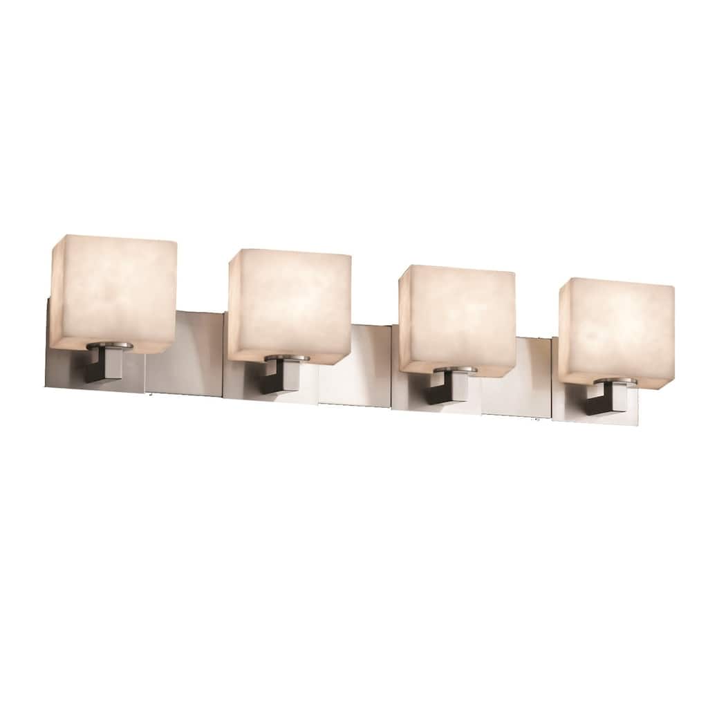 Justice Design Clouds Modular 4-light Brushed Nickel Bath Bar, Clouds Rectangle Shade