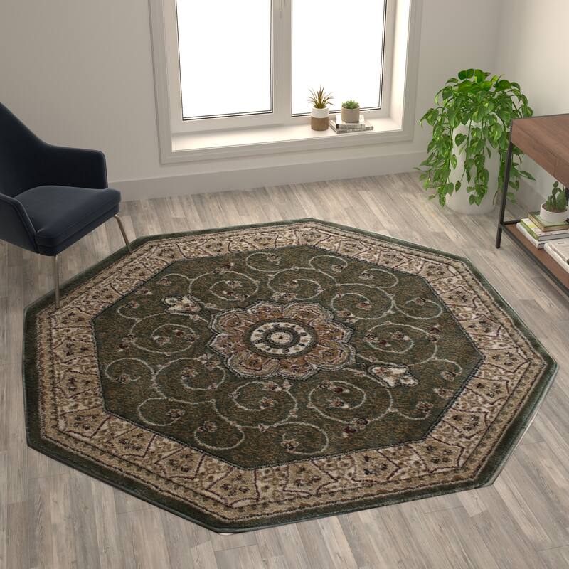 Medallion Motif Traditional Persian Style Olefin Area Rug
