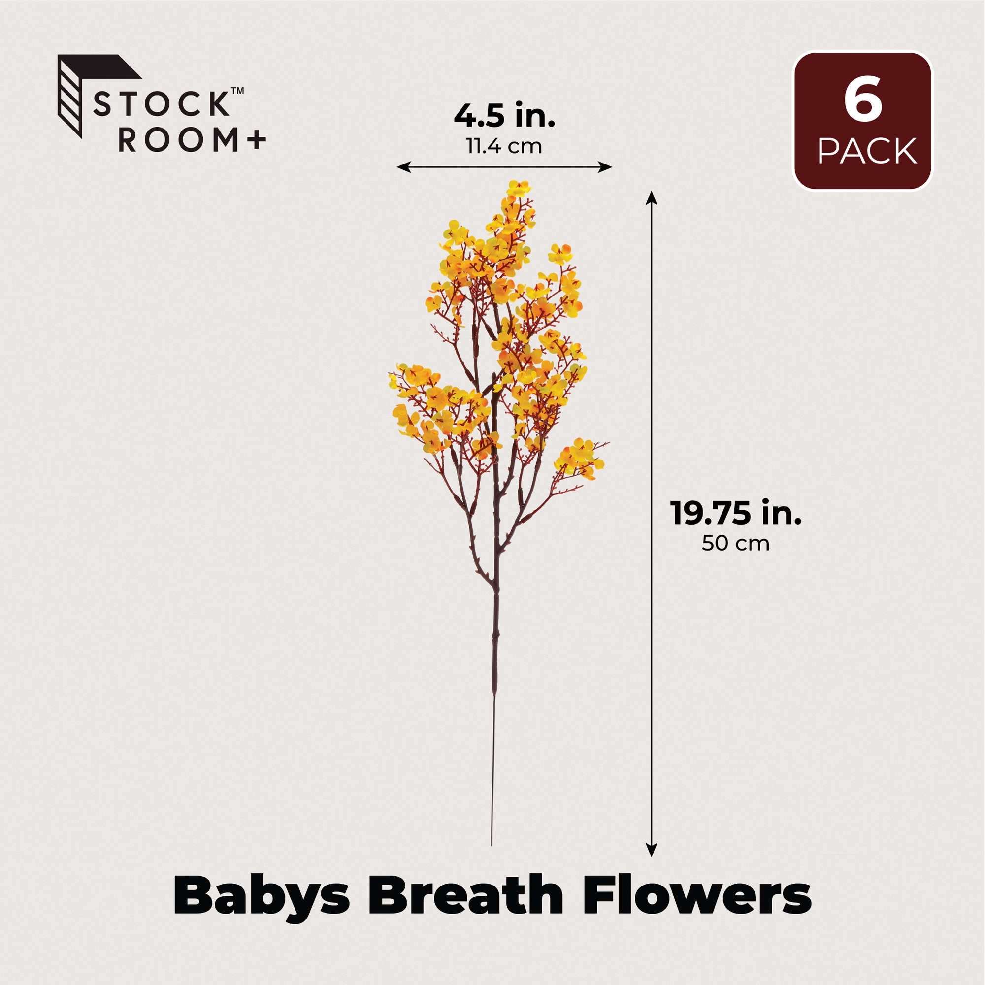 Silk Artificial Baby's Breath Flowers with Stem, Orange Babies