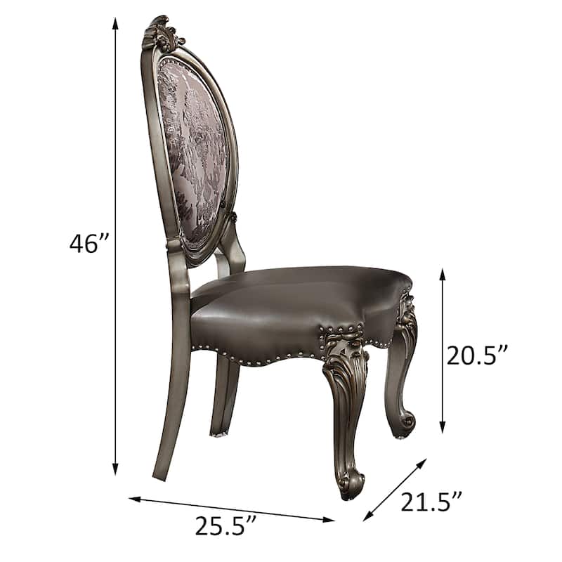 Silver and Antique Platinum Oval Back Side Chairs (Set of 2) - Grey