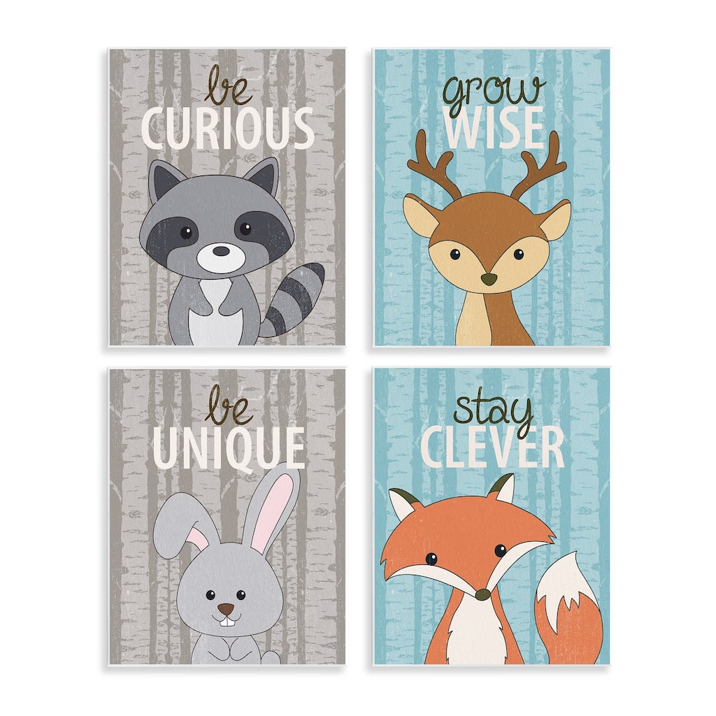 Stupell Inspiring Whimsical Animals Wall Plaque Art Design By Kim Allen (Set of 4)