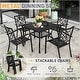 preview thumbnail 6 of 12, SUNCROWN Outdoor Patio 5/7 Piece Steel Dining Sets Metal Slatted Table and Stackable Chairs Powder Coated Frame
