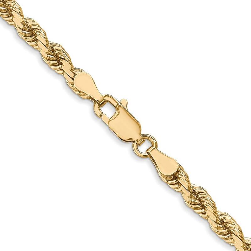 Curata 10k Yellow Gold 8" 4mm Sparkle Cut Rope Chain Bracelet