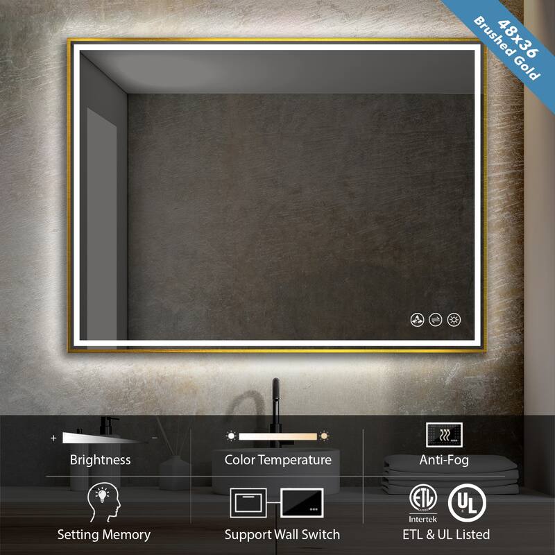 Fogless Color and Brightness Adjustable LED Mirror