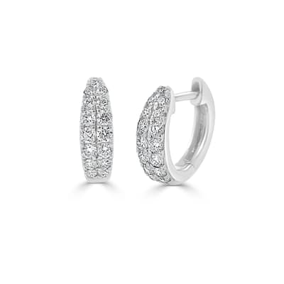 Joelle Collection Diamond Double Row Huggie Earring 14K White Gold 3/8 ct